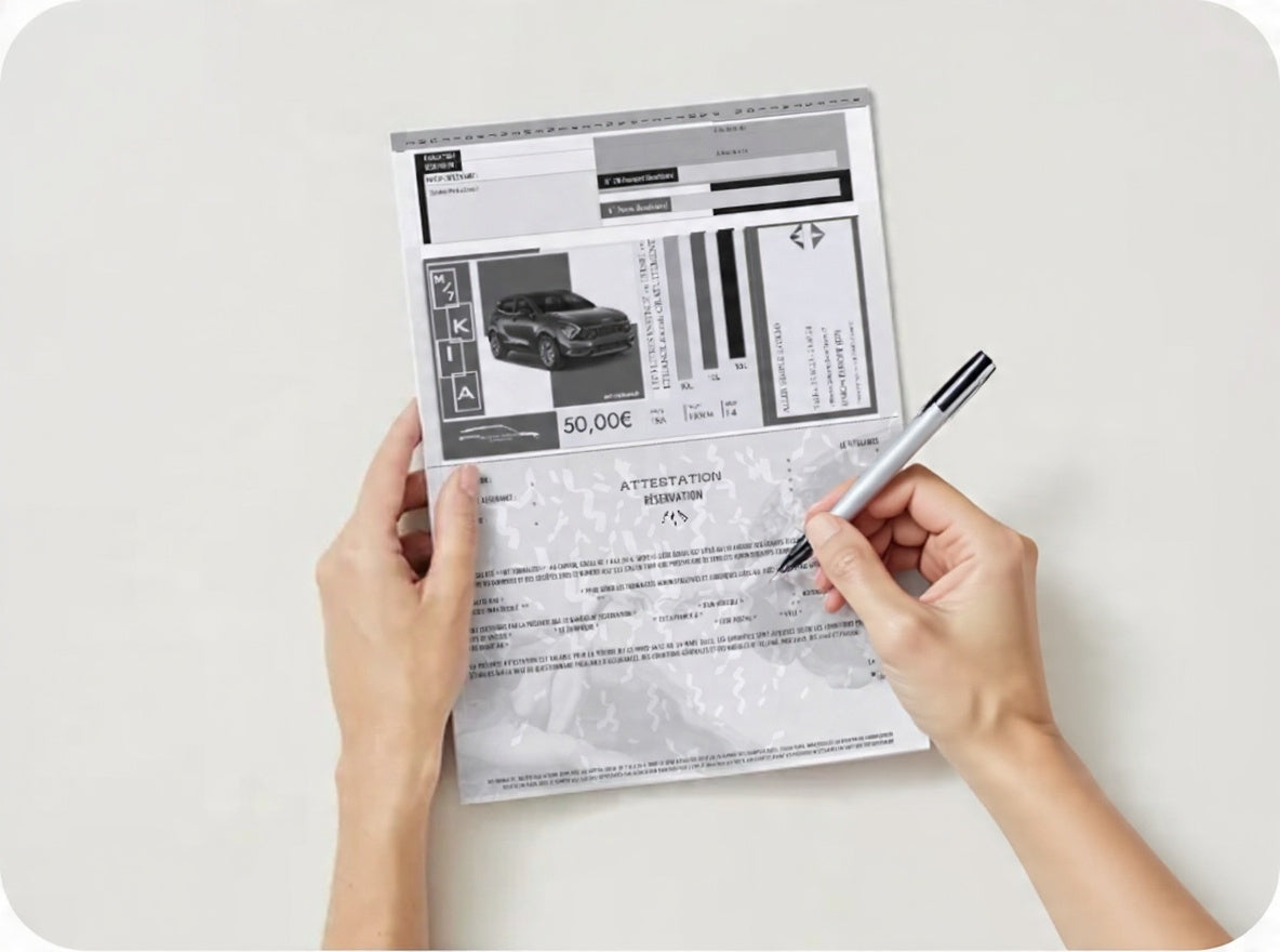 L'attestation " RESERVATION AUTO-PARTARGE " (Verso)