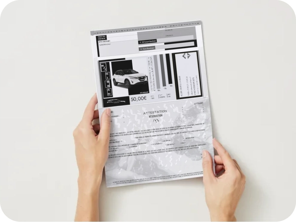 Les ( Lot 25 ) Attestations "RESERVATION AUTO-PARTAGE" (Verso)