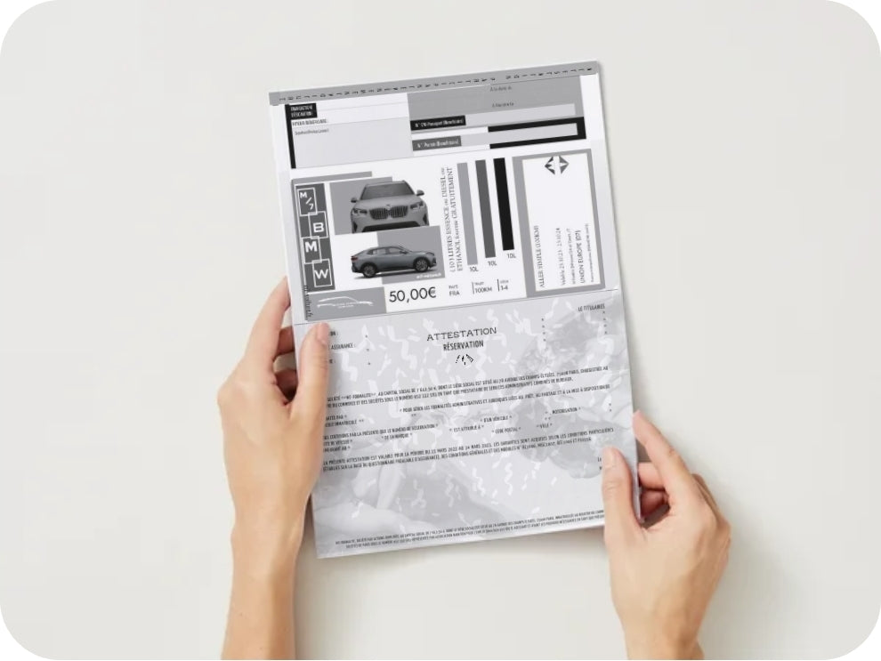 Les ( Lot 25 ) Attestations "RESERVATION AUTO-PARTAGE" (Verso)