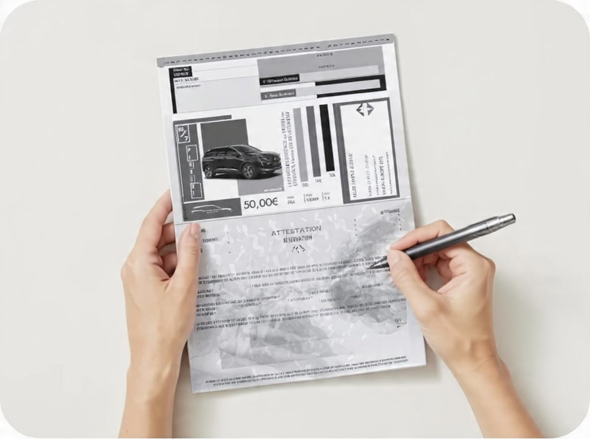 L'attestation " RESERVATION AUTO-PARTARGE " (Verso)