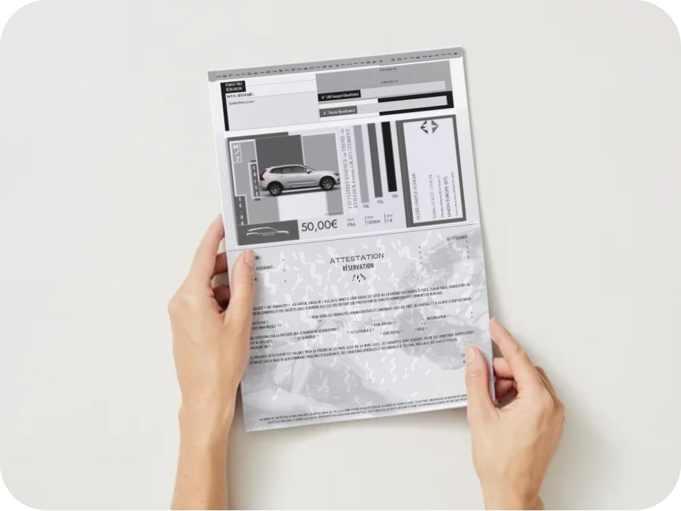 Les ( Lot 25 ) Attestations "RESERVATION AUTO-PARTAGE" (Verso)