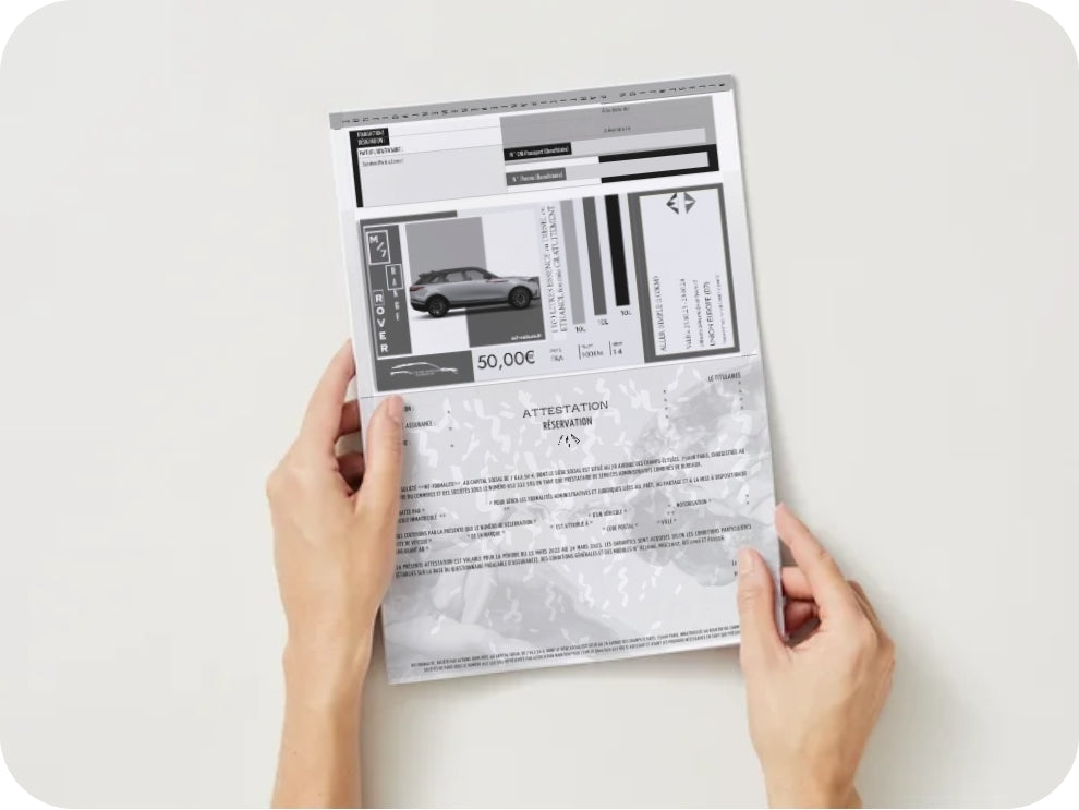 Les ( Lot 25 ) Attestations "RESERVATION AUTO-PARTAGE" (Verso)
